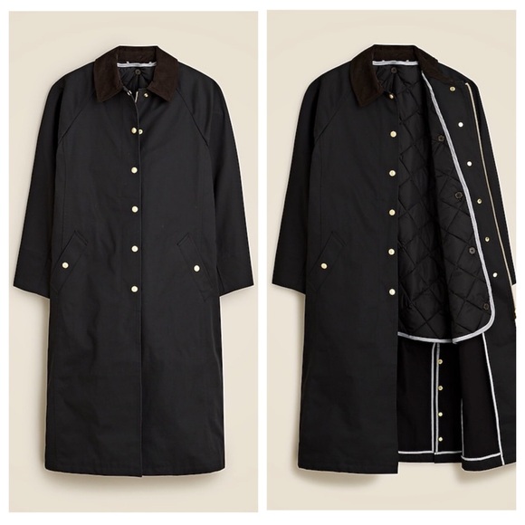 J. Crew Jackets & Blazers - J Crew Long Barn Jacket in Black Waxed Cotton Twill | NWT